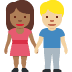 👩🏾‍🤝‍👨🏼 woman and man holding hands: medium-dark skin tone, medium-light skin tone display on Twitter